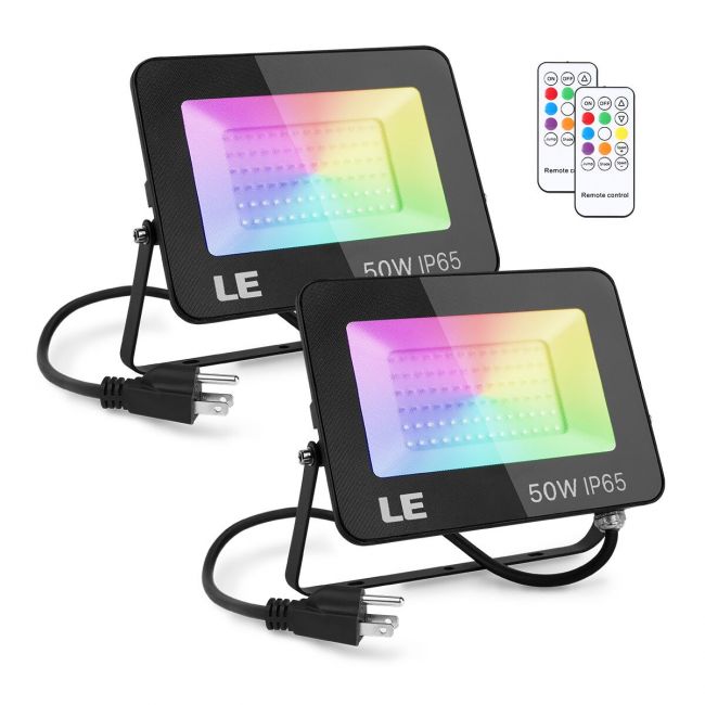 2 Pack 50W RGB Outdoor LED Flood Light