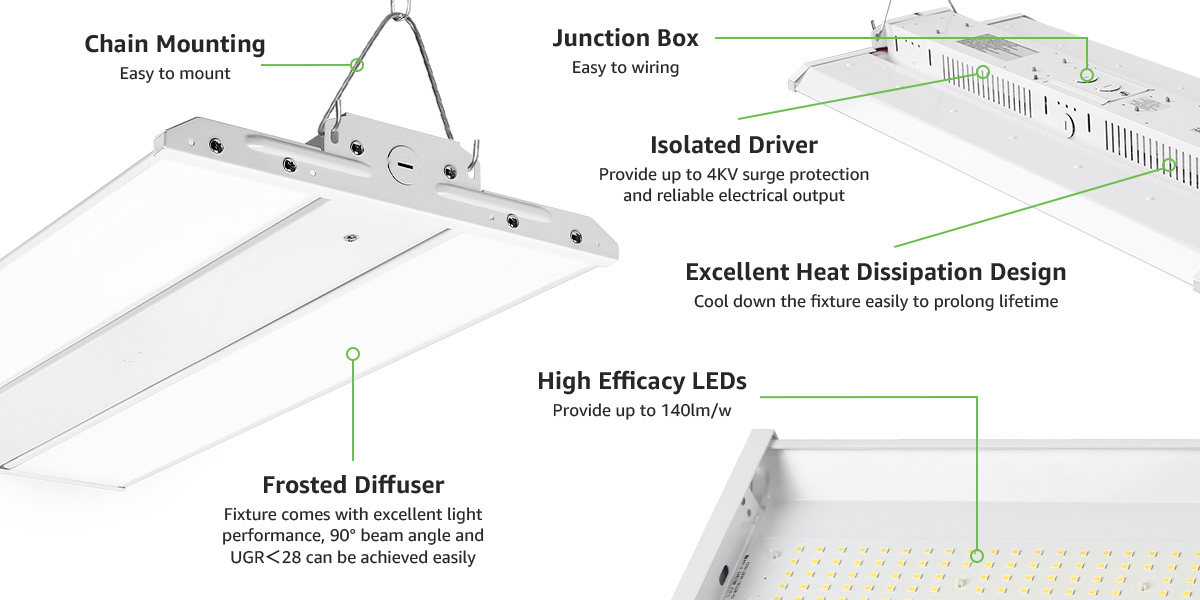 165w linear led high bay light