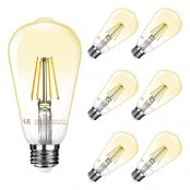 LE ST64 E26 Vintage Edison LED Bulbs, Dimmable, 4W 350 lm, 40W Incandescent Equivalent, 2500K Warm White, 300 Degree Beam Wide Angle, for Restaurant, Home, Reading Room and More, Pack of 6