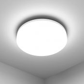 LE 8.7 inch Flush Mount LED Ceiling Light for Bathroom, Waterproof, 5000K, 1500lm Daylight White, 15W, 120W Equiv. Round Flat Low Profile Ceiling Fixture for Hallway,Kitchen, Non Dimmable