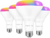 LE LED Color Changing Flood Light Bulbs, WiFi Smart BR30 E26 Bulb, Compatible with Alexa and Google Home, Dimmable Recessed Can Light Bulbs, 8W=65W, 700 Lumens, Pack of 4