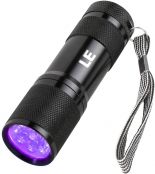 LE Black Light Flashlight, Small UV Lights 395nm, Portable Ultraviolet Light Detector for Invisible Ink Pens, Dog Cat Pet Urine Stain, AAA Batteries Included