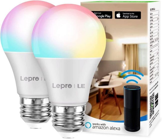 LE Smart Light Bulbs, LED Color Changing Lights, Works with Alexa and Google Assistant, RGB & Soft Warm White, 60 Watt