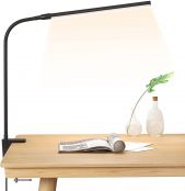 Lepro Clip on Desk Lamp LED Reading light Dimmable USB Clamp Lamp with 3 Color Modes 10 Brightness, Adjustable Flexible Gooseneck Table Light for Bed Headboard, Workbench, Home Office, Computer, Black