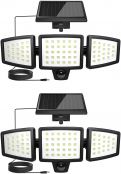 Lepro Solar Motion Lights Outdoor, 1000LM Security Lights, Separate Solar Panel, 3 Adjustable Head 270° Wide Lighting Angle, 72 LED IP65 Waterproof Flood Lights for Porch Yard Garage Pathway, 2 Pack