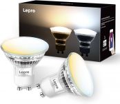 Lepro GU10 Smart LED Light Bulbs, Compatible with Alexa & Google Assistant, Dimmable with App, 50W Equivalent, Tunable White Track Light Bulb, No Hub Required, 2.4G WiFi Only, Pack of 2