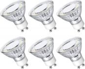 LE GU10 LED Light Bulbs Non-Dimmable, 5000K Daylight White GU10 Bulb Replacement for Recessed Track Lighting, 4W LED Bulbs with 100°Flood Beam for Kitchen, Range Hood, Living Room, Bedroom, 6 Pack