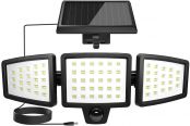 Lepro Solar Motion Lights Outdoor, 1000LM Security Lights, Separate Solar Panel, 3 Adjustable Head 270° Wide Lighting Angle, 72 LED IP65 Waterproof Flood Lights for Porch Yard Garage Pathway