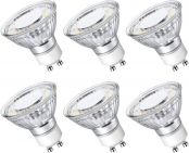 LE GU10 LED Light Bulbs Non-Dimmable, 2700K Soft Warm Light GU10 Bulb Replacement for Recessed Track Lighting, 4W LED Bulbs with 100°Flood Beam for Kitchen, Range Hood, Living Room, Bedroom, 6 Pack