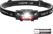 Lepro LED Headlamp, 4 Lighting Modes Comfortable Head Torch (for Adults and Kids), Lightweight Headlight for Outdoor Camping, Running, Hiking, Reading and More, AA Battery Included