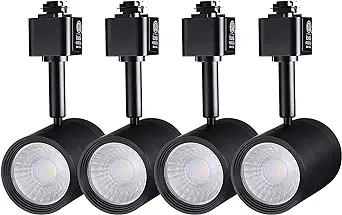 LEONLITE Dimmable LED Track Lighting Heads, Compatible with Single Circuit H Track Light Rail, 550lm, 8.5W(50W Eqv.), CRI90, 120V, ETL & ES Listed, 4000K Cool White, 5 Years Warranty, Pack of 4, Black