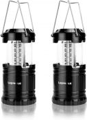 Lepro LED Camping Lantern, Super Bright, Battery Powered, IPX4 Water Resistant, Portable Emergency Lights for Hurricane, Storms, Outages, Collapsible, 2 Packs