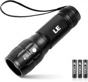 LE LED Flashlights LE1000 High Lumens, Bright Small Flashlight, Zoomable, Waterproof, Adjustable Brightness Flash Light for Outdoor, Emergency, AAA Batteries Included, Tactical & Camping Accessories