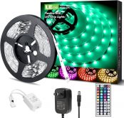 LE LED Strip Lights, RGB 5050 LED Strips with Remote Controller, Color Changing Tape Light with 12V Power Supply for Room, Bedroom, TV, Kitchen, Desk