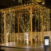 LE 594 LED Curtain Lights for Bedroom Wall Window Hanging Fairy String Lights for Wedding Backdrop Patio Birthday Party, Plug in Indoor Outdoor Decorative Dangling Vertical Twinkle Lights (20x10 ft)