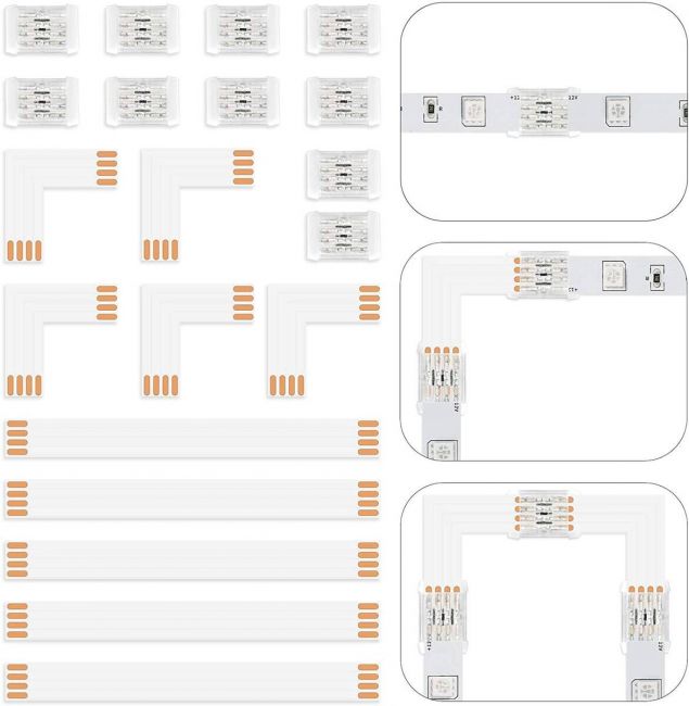 Lepro 10 Packs 4-Pin LED Strip Lights Connectors 