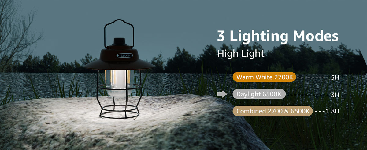 daylight white vintage led camping lantern