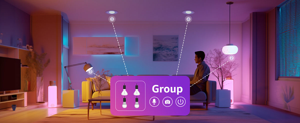 br1 led smart bulbs with group control