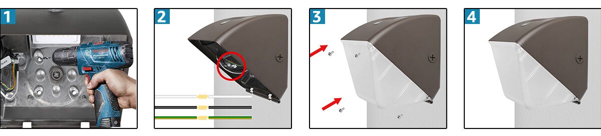 how to install 40w led wall pack light