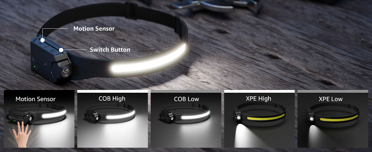 led headlamp with 5 lighting modes