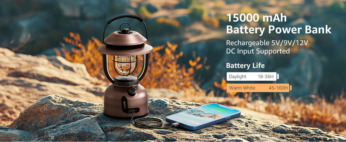 retro led camping lantern power bank