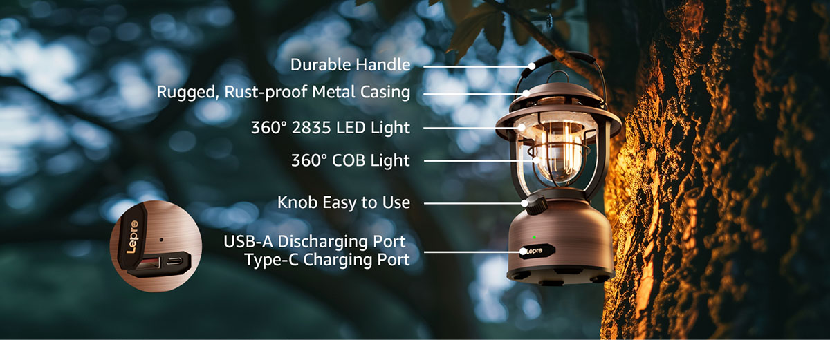 retro led camping lantern structure