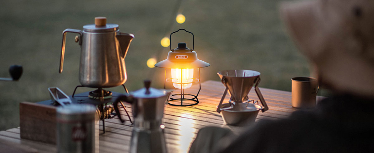 vintage led camping lantern for outdoor dining